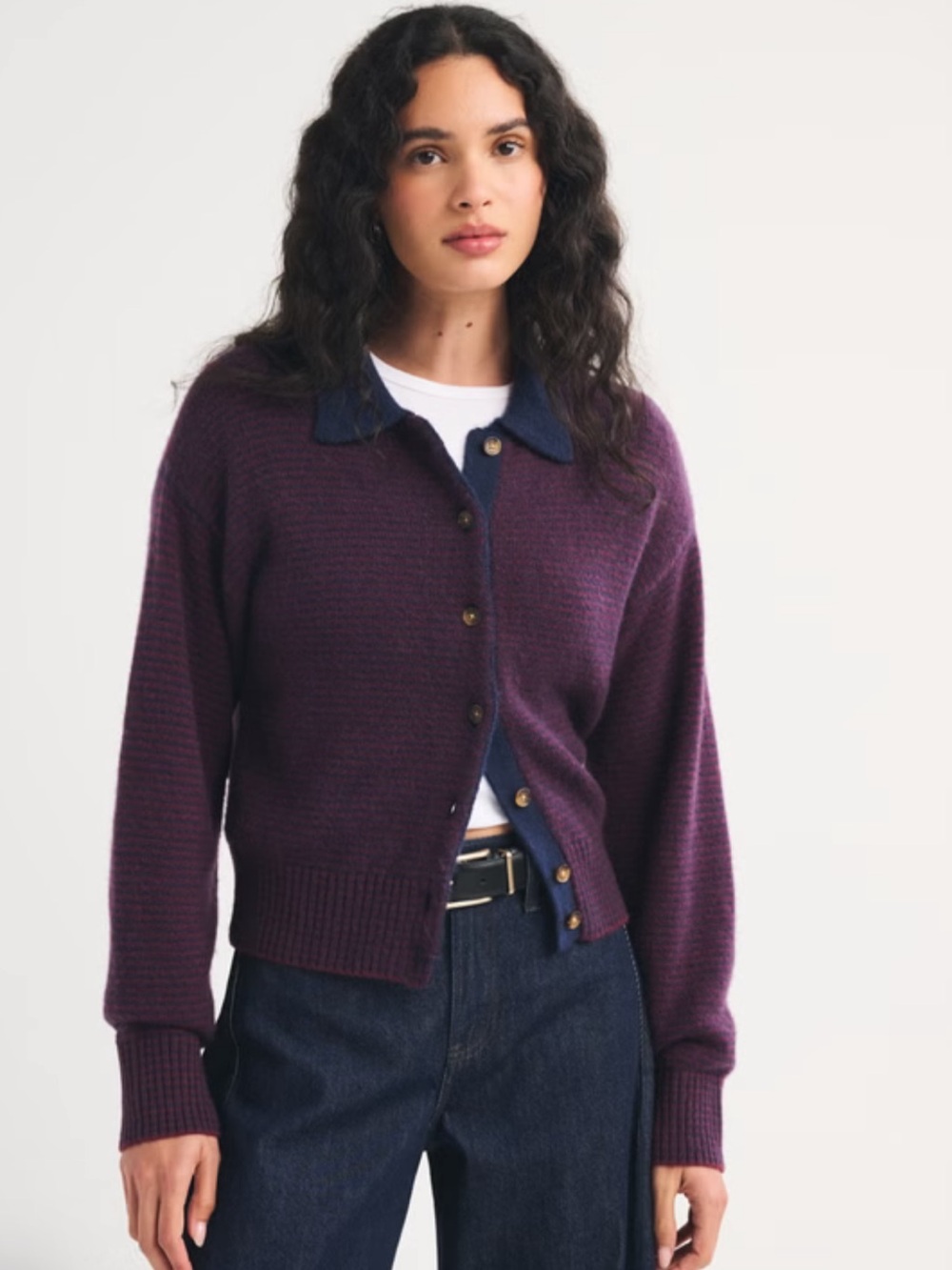 nwt Abercrombie merino wool blend collared cardigan